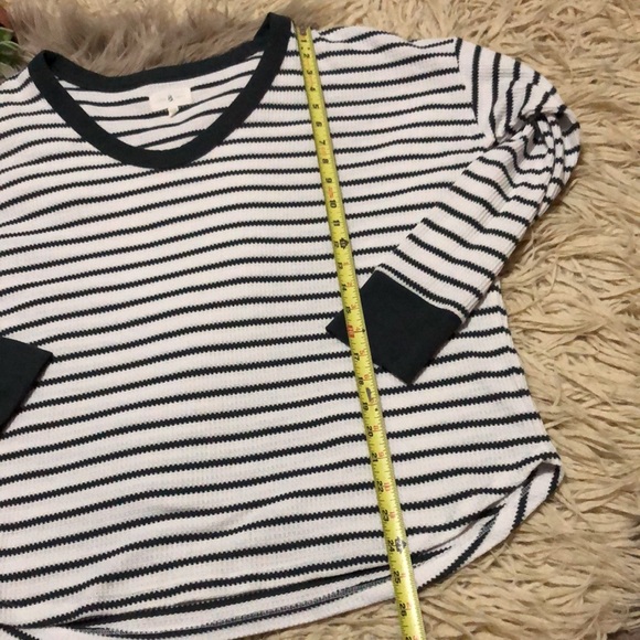 Lou & Grey Striped Thermal LongSleeve-Sz L-Relaxed Boxy Fit-Spruce Green-Cotton - Picture 12 of 14